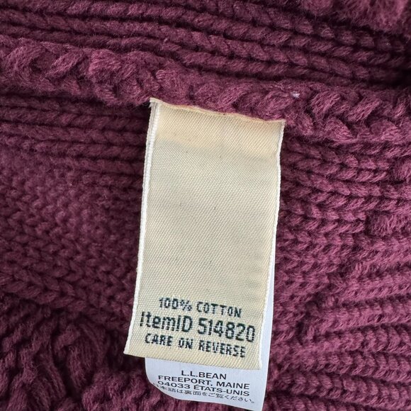 L.L. Bean Double L Mixed Cable Knit Sweater XSP Funnelneck Wine NWT FS-1396 - Picture 10 of 11